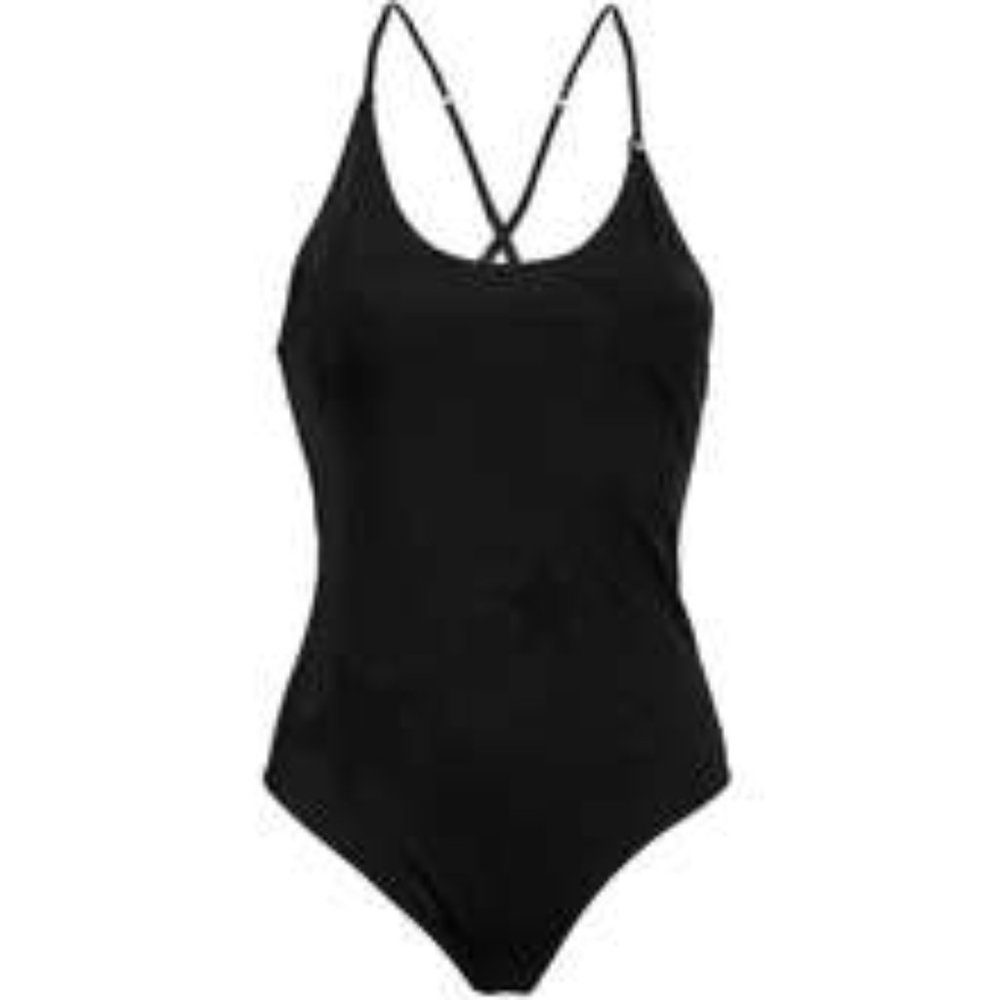 LOVE STORIES Pixie One Piece Swimsuit in Black with Lace Appliques Size 6